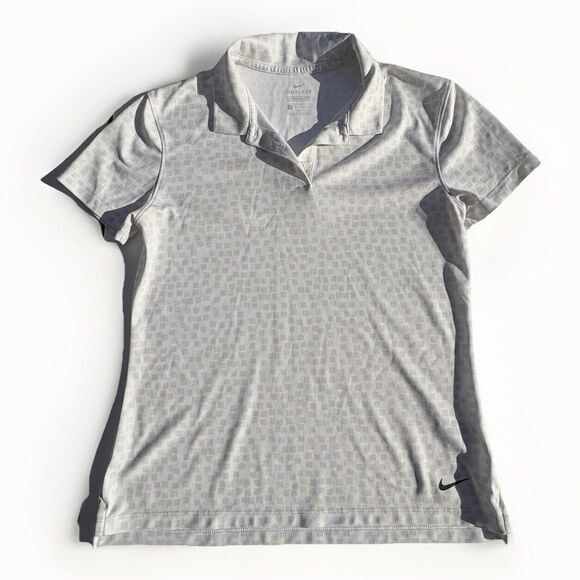 Nike Tops - Nike Golf Womens Dri-FIT Polo Shirt Grid Print Square Geometric Top White Size S